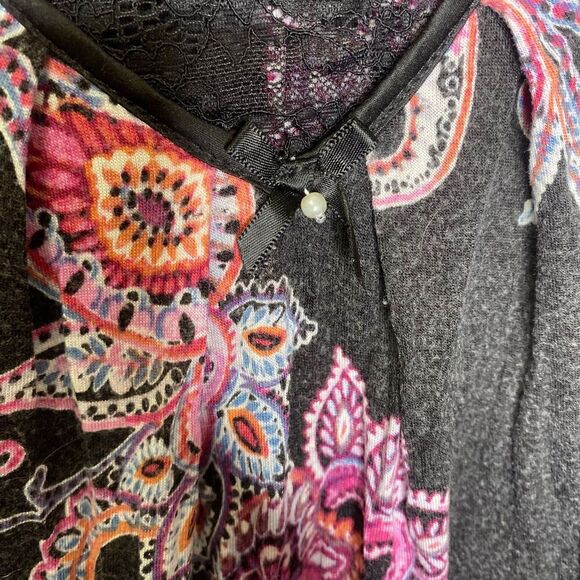 Croft & Barrow womens short sleeve nightgown lace paisley print stretch sleep 3X - Picture 3 of 8